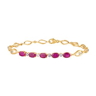10k Gold Ruby & 1/10 Carat T.W. Diamond 5-Stone Bracelet