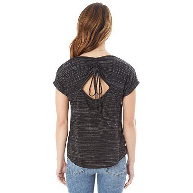 Juniors' IZ Byer Ruched Back Striped Tee with Necklace