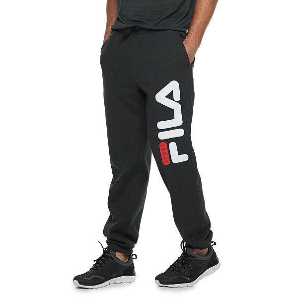 Fila Sport Pants Mens Medium Gray Activewear Tapered Leg Drawstring Pockets