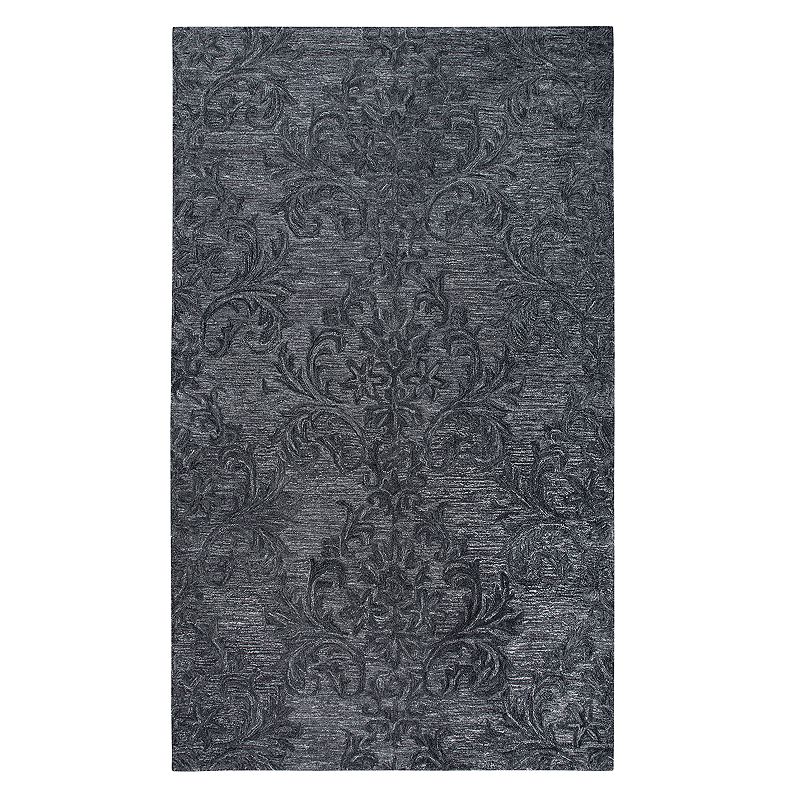 Rizzy Home Fifth Avenue Casual Damask Floral Rug, Grey, 5X8 Ft