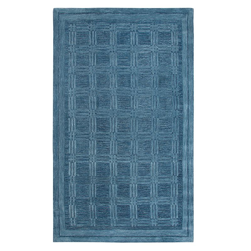 Rizzy Home Fifth Avenue Casual Squares Geometric Rug, Blue, 5X8 Ft