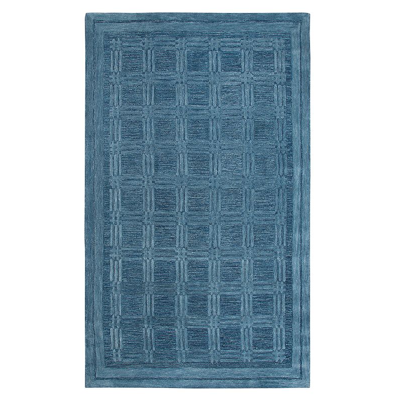 Rizzy Home Fifth Avenue Casual Squares Geometric Rug, Blue, 5X8 Ft