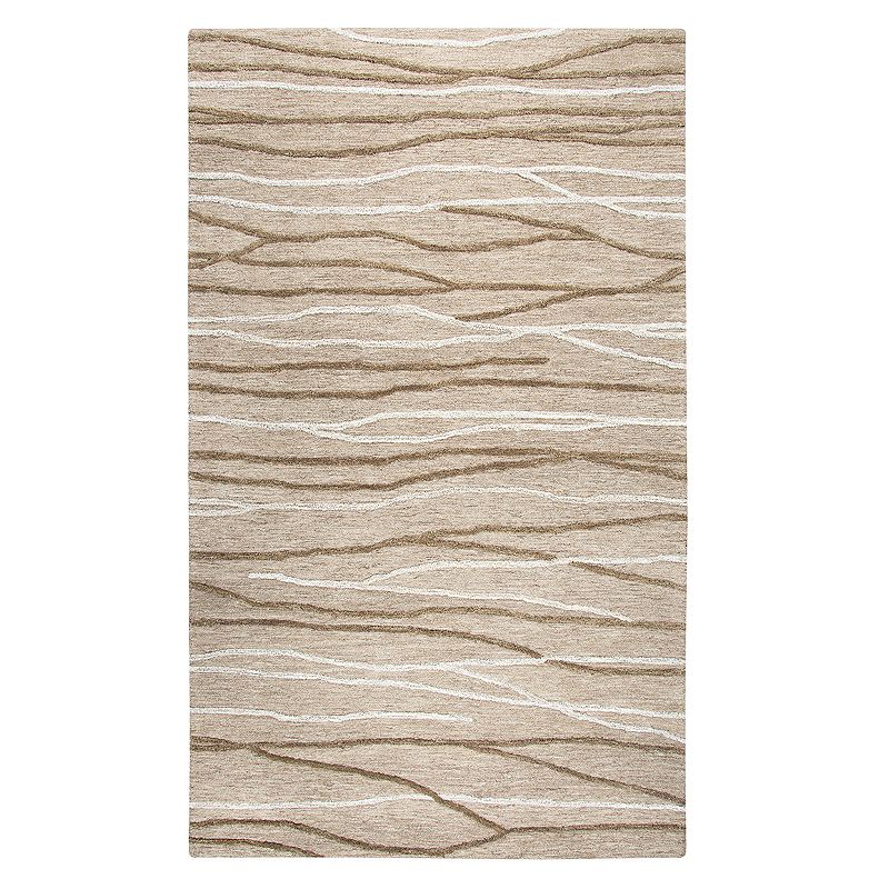 Rizzy Home Idyllic Contemporary Lines Striped Rug, Natural, 5X8 Ft at RugsBySize.com
