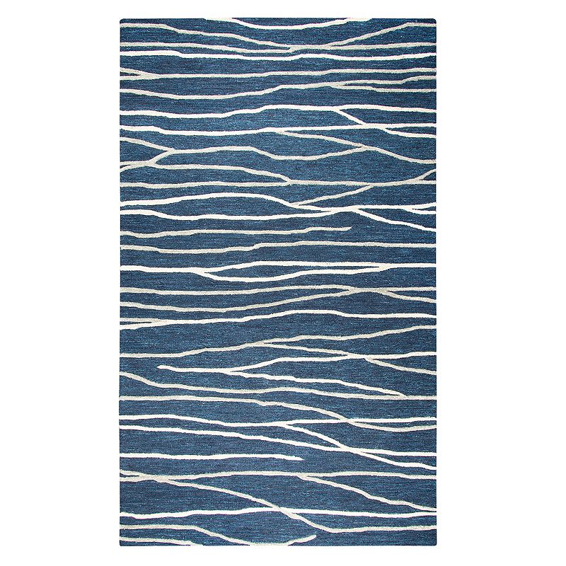 Rizzy Home Idyllic Contemporary Lines Striped Rug, Blue, 8X10 Ft at RugsBySize.com