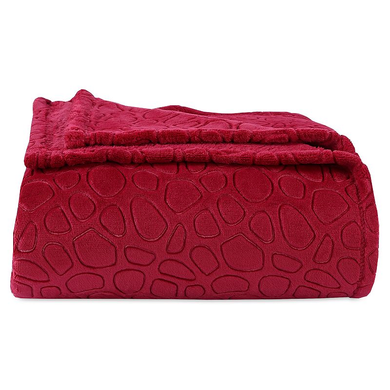 Better Living Plush Embossed Circles Blanket, Red, Twin