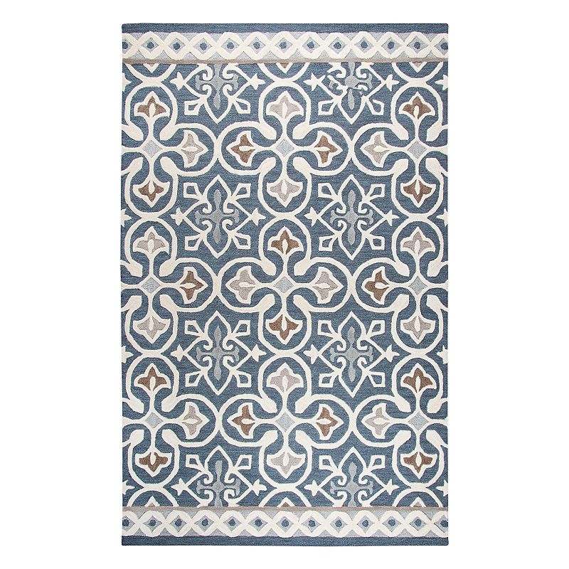 Rizzy Rugs Opulent Rug OU574A Blue / Gray Leaves Bulbs 2  6  x 8  Rectangle