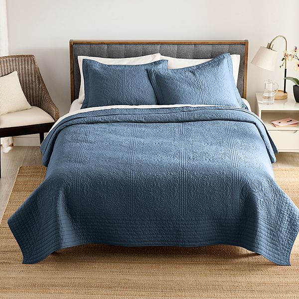 Sonoma Goods For Life® Solid Cotton Quilt or Sham Dusty Blue (TWIN