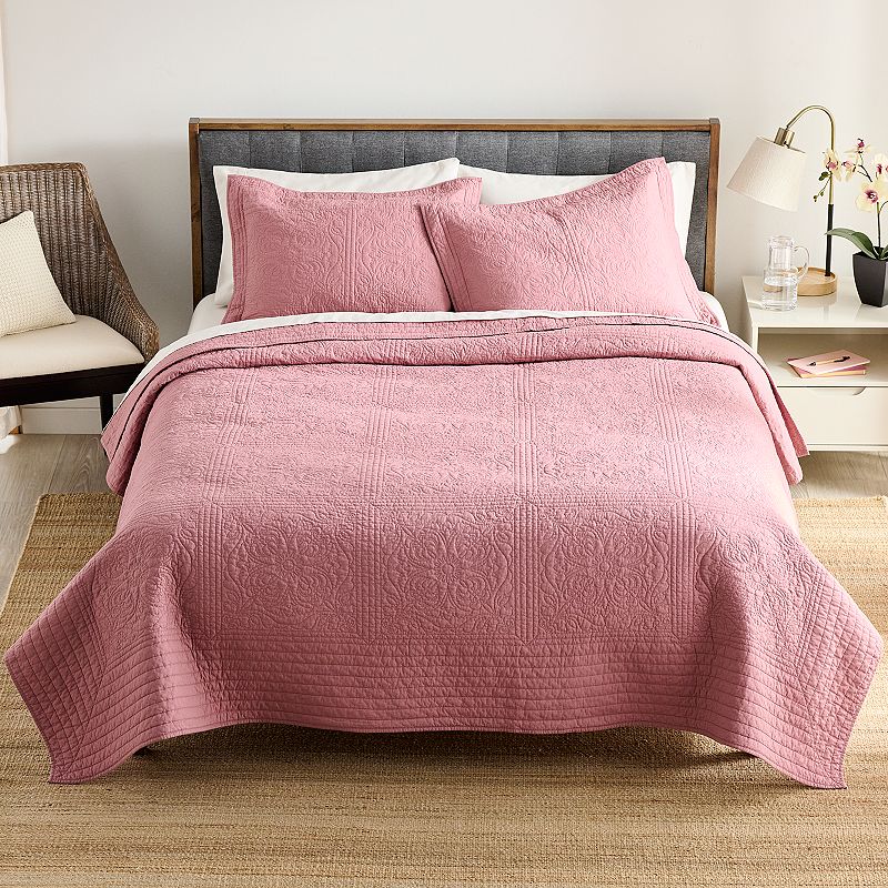 Sonoma Goods For Life Heritage Cotton Quilt or Sham, Pink, Full/Queen