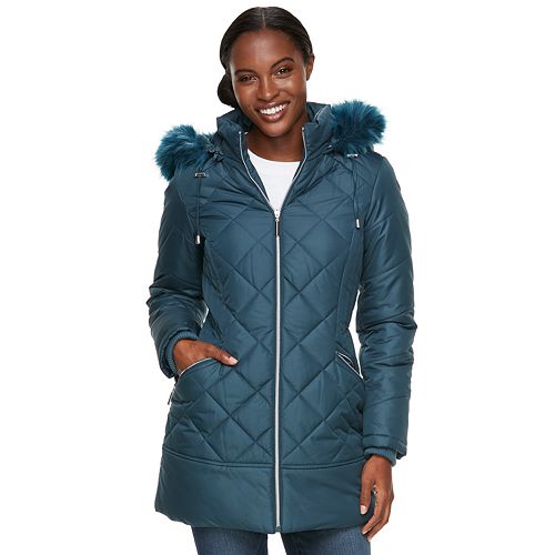 Women's d.e.t.a.i.l.s Hooded Quilted Walker Jacket