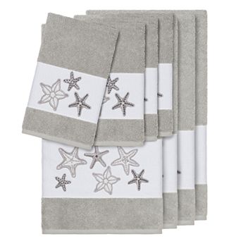 Linum Home Textiles 8 pc Lydia Embellished Bath Towel Set