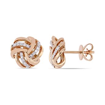 Stella Grace 14k Rose Gold 1/6 Carat T.W. Diamond Love Knot Stud Earrings