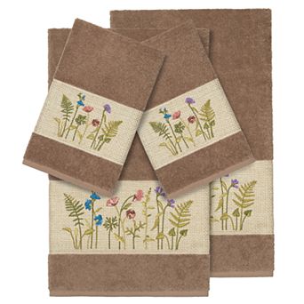 Linum Home Textiles 4 pc Serenity Embellished Bath Towel Set