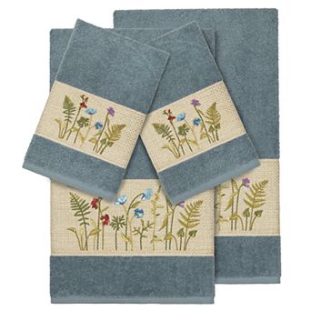 Linum Home Textiles 4 pc Serenity Embellished Bath Towel Set