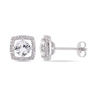 Stella Grace 10k White Gold Lab-Created White Sapphire & Diamond Accent Frame Earrings