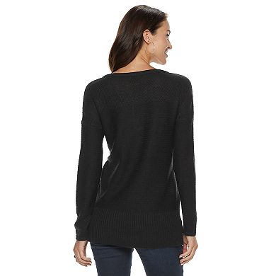 Women's Sonoma Goods For Life® Cable Knit Lace-Up Sweater