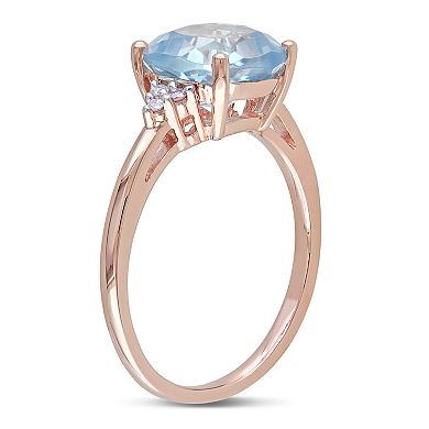 Stella Grace 10k Rose Gold Sky Blue Topaz Diamond Accent Ring