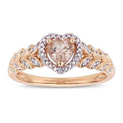 Stella Grace 10k Rose Gold Morganite Diamond Accent Heart Ring