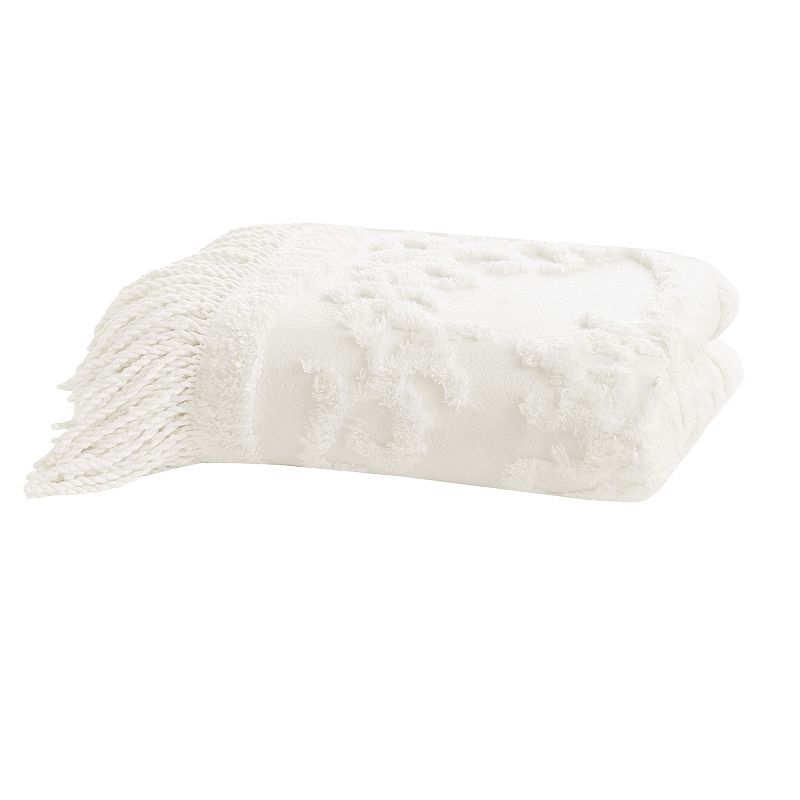 Madison Park Chloe Cotton Tufted Throw Blanket, White