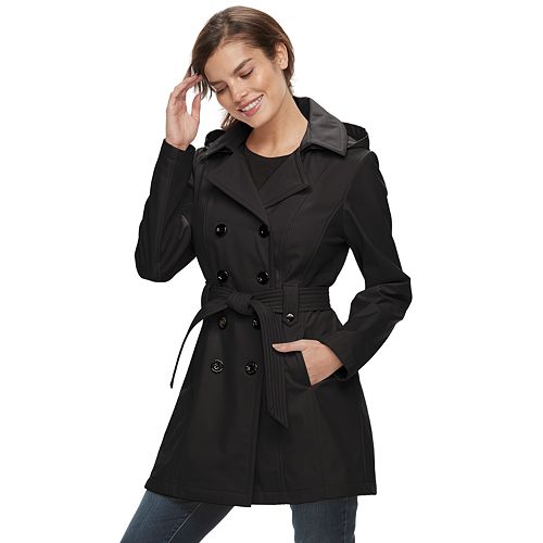 Women's Sebby Collection Double-Breasted Hooded Soft Shell Jacket