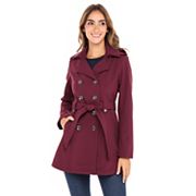 NWT DOUBLE BREASTED HOODED SOFT SHELL JACKET (XL popular / BURGUNDY)