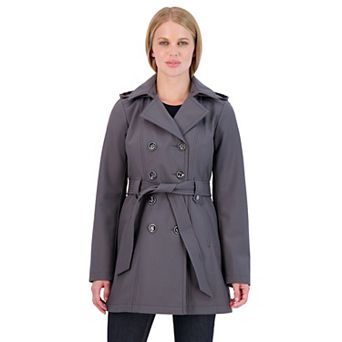 Women's Sebby Collection Double-Breasted Hooded Soft Shell Jacket