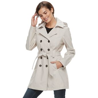 Women's Sebby Collection Double-Breasted Hooded Soft Shell Jacket