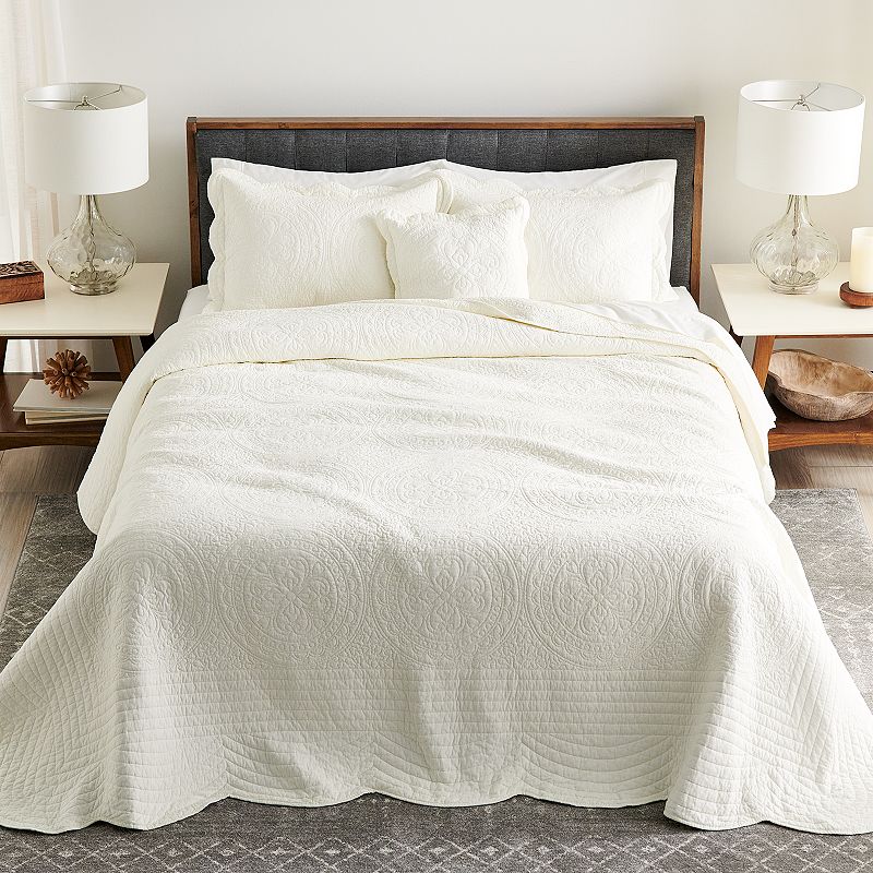Sonoma Goods For Life Heritage Solid Bedspread or Sham, White, Std Sham