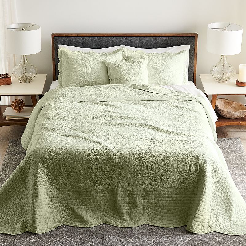Sonoma Goods For Life Heritage Solid Bedspread or Sham, Med Green, Std Sham