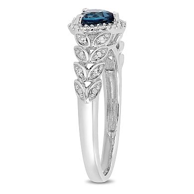Stella Grace 10k White Gold London Blue Topaz & Diamond Accent Heart Ring