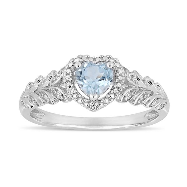 Sterling Silver 4 MM 925 and Gold-tone Accents Sky Blue Topaz and Diamond Ring