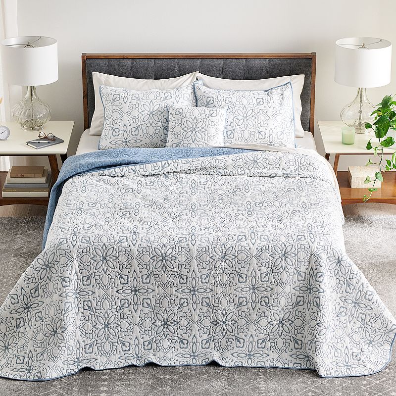 Sonoma Goods For Life Embroidered Bedspread or Sham, Med Blue, Fits All