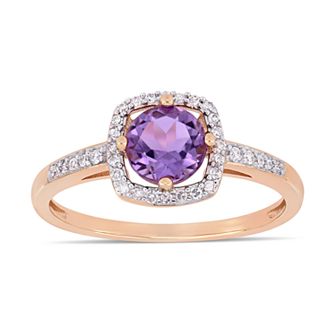 Stella Grace 10k Rose Gold 1/8 Carat T.W. Diamond Amethyst Frame Ring