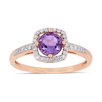 Stella Grace 10k Rose Gold 1/8 Carat T.W. Diamond Amethyst Frame Ring