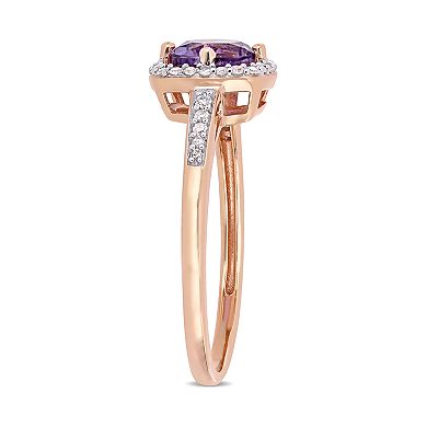 Stella Grace 10k Rose Gold 1/8 Carat T.W. Diamond Amethyst Frame Ring
