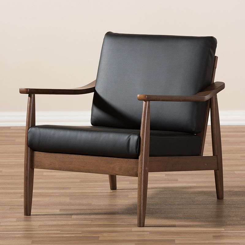 Baxton Studio Venza Mid-Century Modern Arm Chair, Black