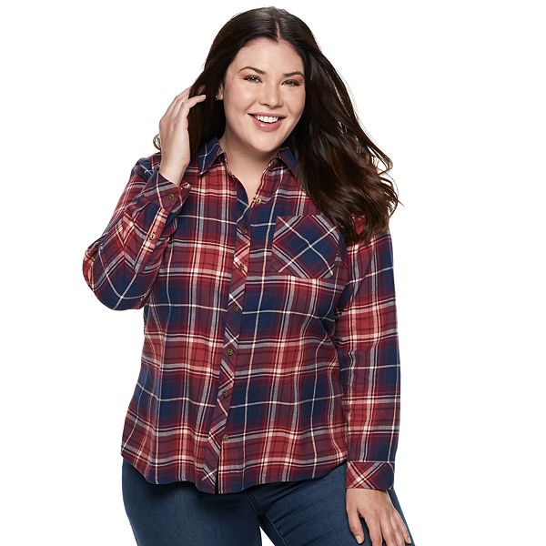 Plus Size Sonoma Goods For Life® Essential Supersoft Flannel Shirt