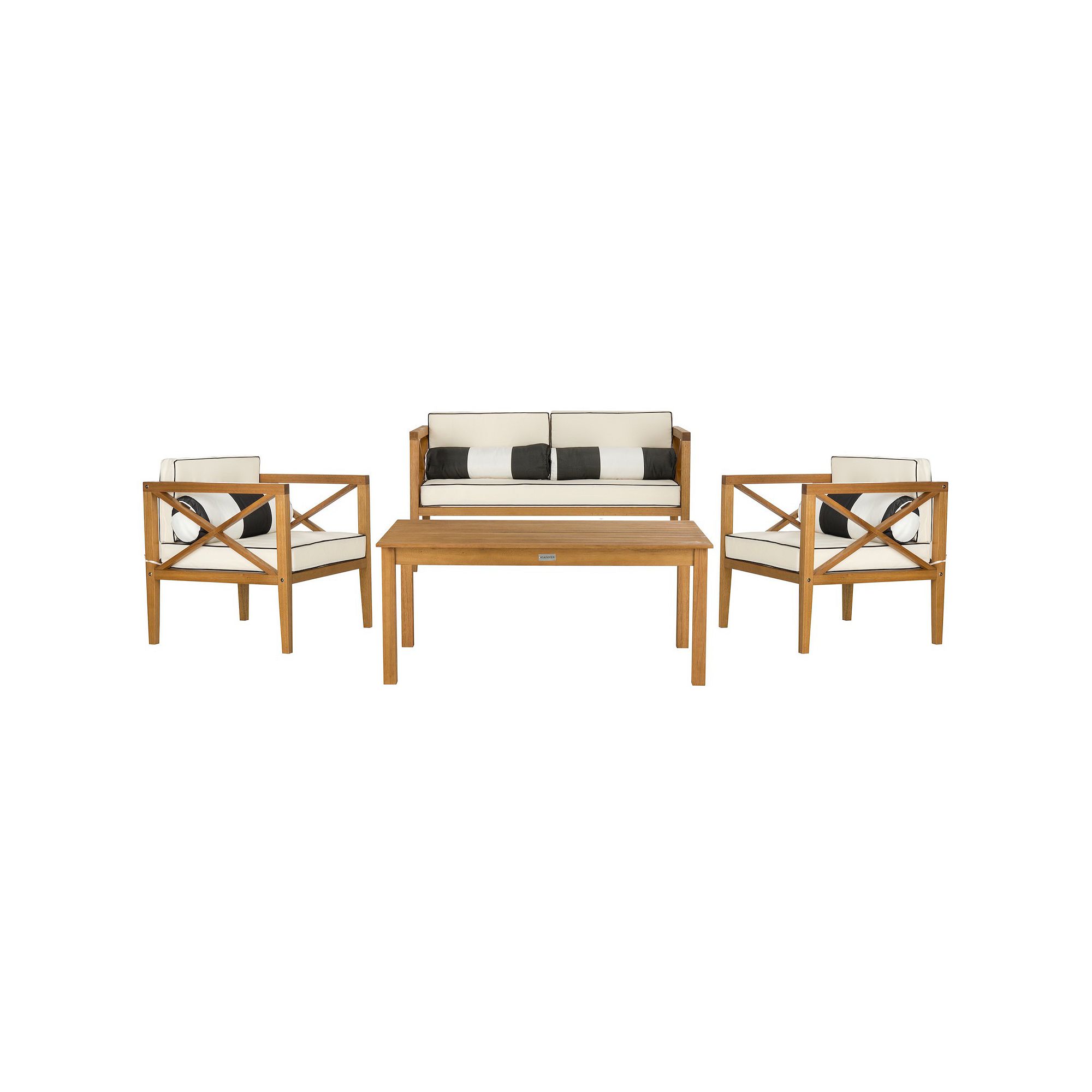 Safavieh Nunzio Indoor / Outdoor Loveseat, Arm Chair, Oblong Throw Pillow &