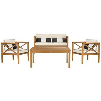 Safavieh Nunzio Indoor / Outdoor Loveseat, Arm Chair, Oblong Throw Pillow & Coffee Table 8 pc Set