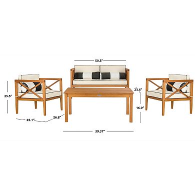 Safavieh Nunzio Indoor / Outdoor Loveseat, Arm Chair, Oblong Throw Pillow & Coffee Table 8-piece Set