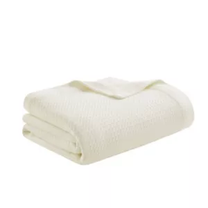Madison Park Egyptian Cotton Breathable Weave Bed Blanket, Ivory