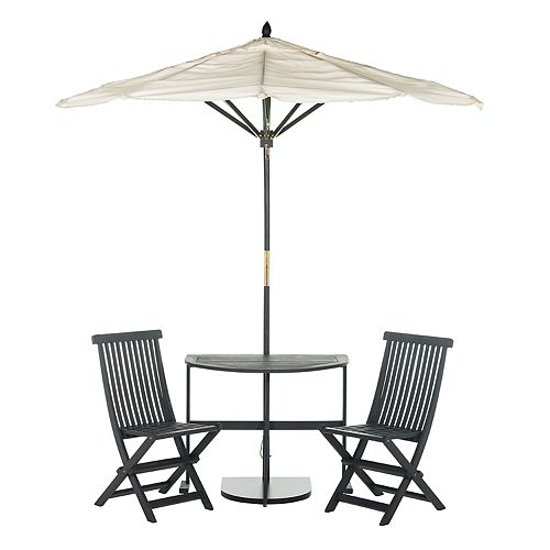 Safavieh Evert Half Patio Umbrella Table Chair 4 Piece Set