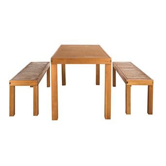 Safavieh Dario Indoor / Outdoor Dining Table & Bench 3 pc Set