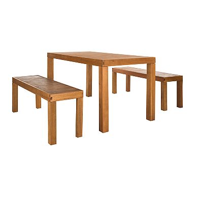 Safavieh Dario Indoor / Outdoor Dining Table & Bench 3-piece Set  