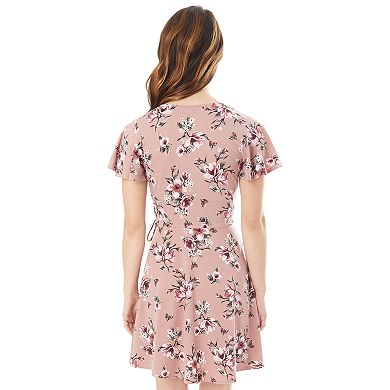 Juniors' IZ Byer Faux-Wrap Short Sleeve Dress