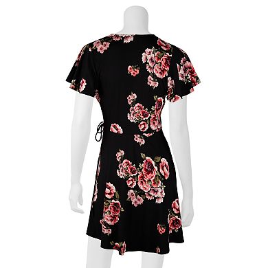Juniors' IZ Byer Faux-Wrap Short Sleeve Dress