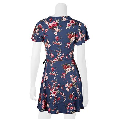 Juniors' IZ Byer Faux-Wrap Short Sleeve Dress