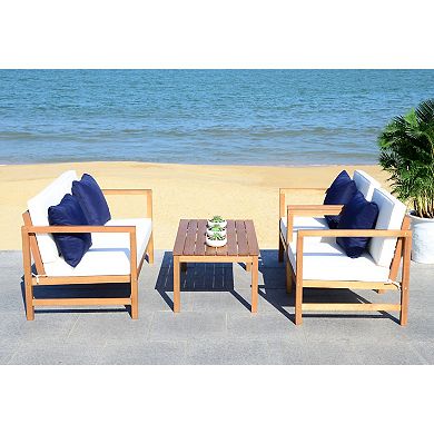 Safavieh Montez Indoor / Outdoor Loveseat, Arm Chair, Throw Pillow & Coffee Table 8-piece Set