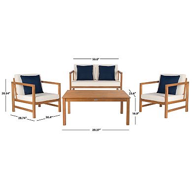 Safavieh Montez Indoor / Outdoor Loveseat, Arm Chair, Throw Pillow & Coffee Table 8-piece Set