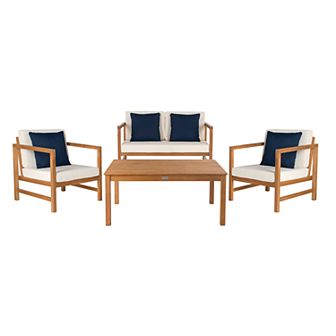 Safavieh Montez Indoor / Outdoor Loveseat, Arm Chair, Throw Pillow & Coffee Table 8 pc Set