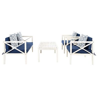 Safavieh Nunzio Indoor / Outdoor Loveseat, Arm Chair, Throw Pillow & Coffee Table 8-piece Set